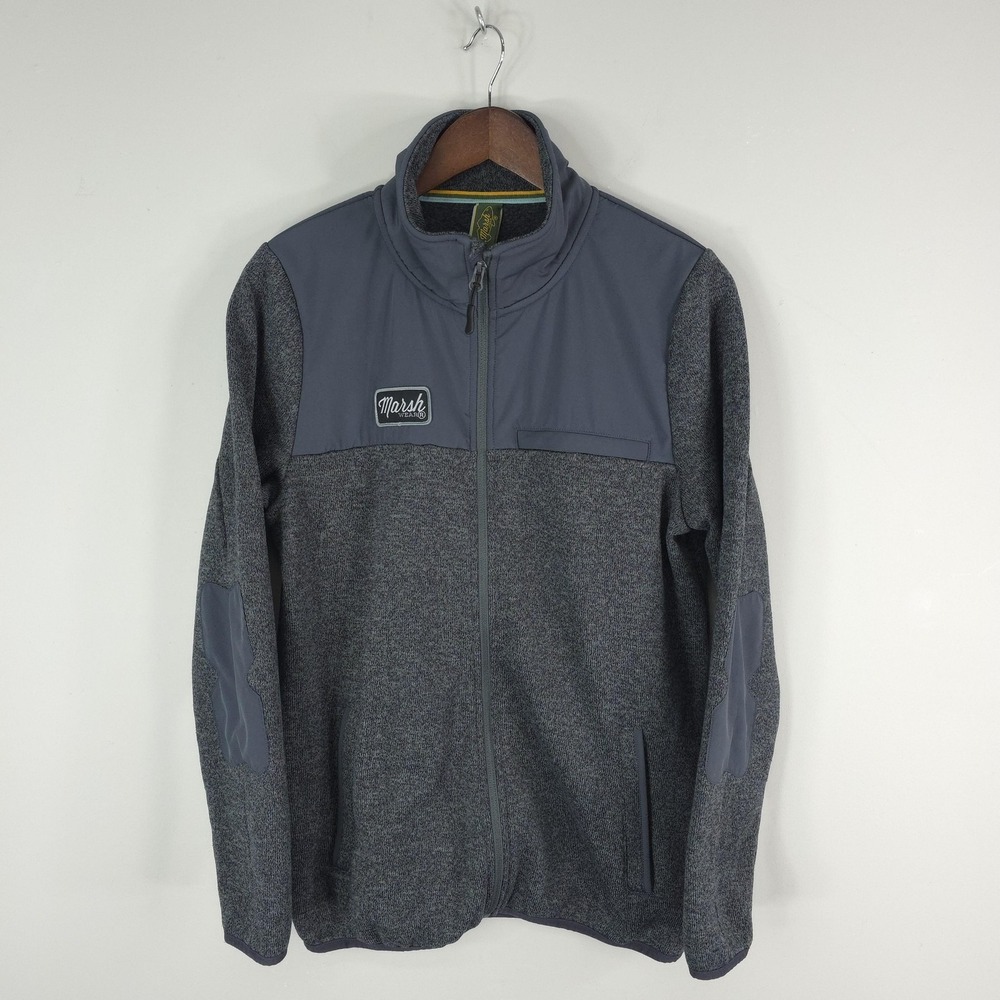 Marsh Wear Jacket Mens Small Gray Full‎ Zip Fleece Softshell Outdoor Fishing